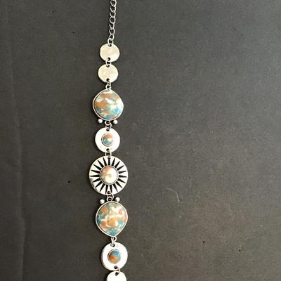 Very nice vintage SilverTone bracelet with earth polished stones
