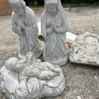 Baby Jesus, Mary and Joseph concrete set