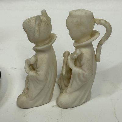 Sale Photo Thumbnail #172: In fair to good used condition. One of the figurines has been reglued on the back of head. And one saucer has small chip.