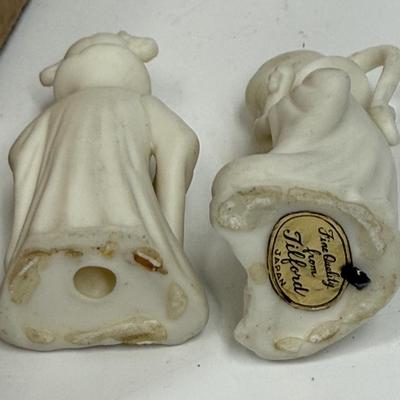 Sale Photo Thumbnail #165: In fair to good used condition. One of the figurines has been reglued on the back of head. And one saucer has small chip.