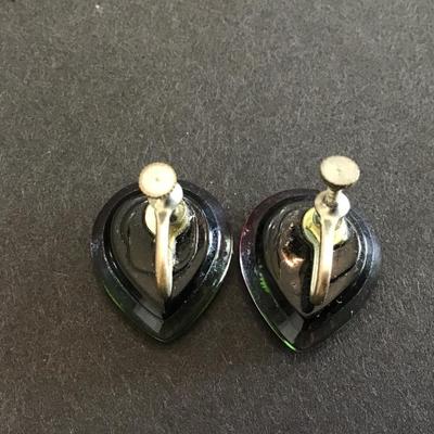 Pink Rose Lucite Vintage screw back Earrings