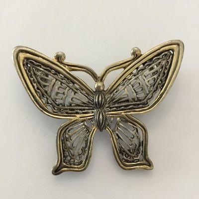 Beautiful MJ Gold and silver, toned butterfly brooch
