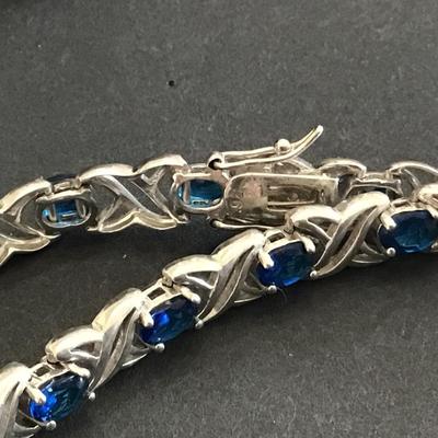 925 Blue Sapphire Color Bracelet
