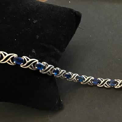 925 Blue Sapphire Color Bracelet