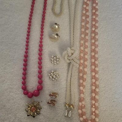 PINKS AND WHITE COSTUME JEWELRY