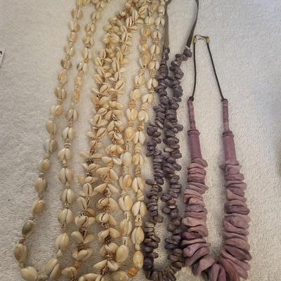 3 SHELL AND BEADED NECKLACES