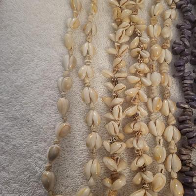 3 SHELL AND BEADED NECKLACES
