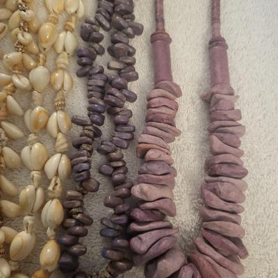 3 SHELL AND BEADED NECKLACES