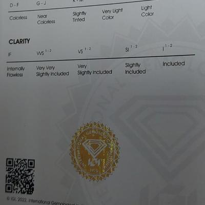 IGI CERTIFIED NATURAL DIAMOND. 62 cts