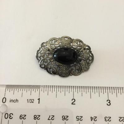 Beautiful, vintage, black onyx, Victorian brooch