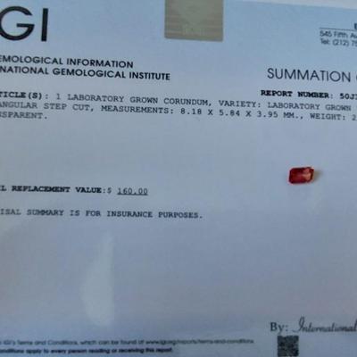 IGI CERTIFIED LAB GROWN RUBY 2.13 cts