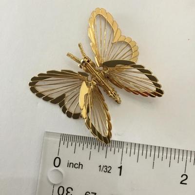 Vintage Monet, gold wired butterfly brooch, excellent condition