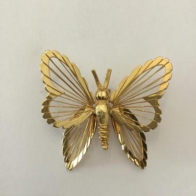 Vintage Monet, gold wired butterfly brooch, excellent condition