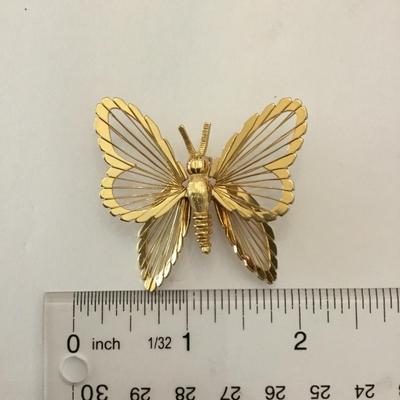 Vintage Monet, gold wired butterfly brooch, excellent condition