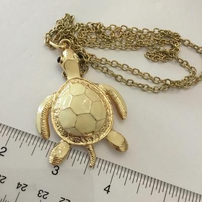 Turtle gold, tone, statement, necklace super cute