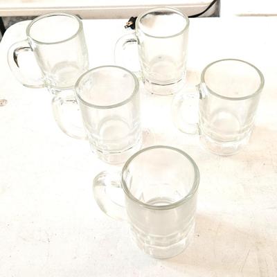 5 Clear Glass Beer Steins