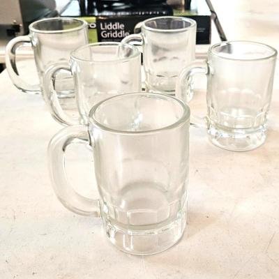 5 Clear Glass Beer Steins