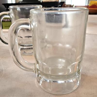 5 Clear Glass Beer Steins