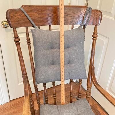 LOT 76: Vintage Wood Side Table with Collection of Books and Ethan Allen Wooden Rocking Chair