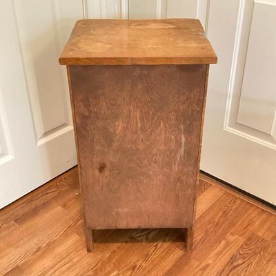LOT 76: Vintage Wood Side Table with Collection of Books and Ethan Allen Wooden Rocking Chair