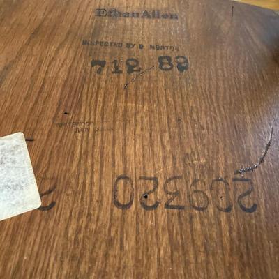 LOT 76: Vintage Wood Side Table with Collection of Books and Ethan Allen Wooden Rocking Chair