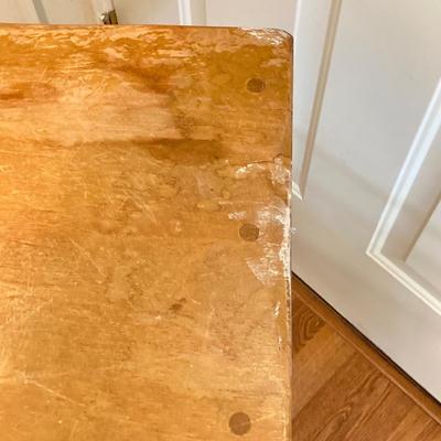 LOT 76: Vintage Wood Side Table with Collection of Books and Ethan Allen Wooden Rocking Chair