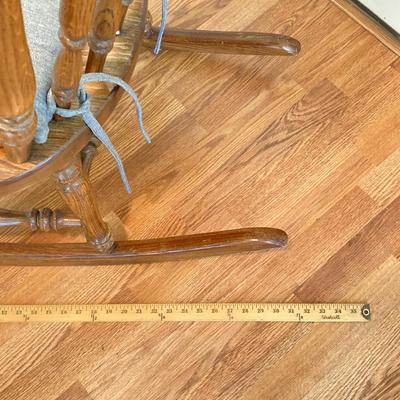 LOT 76: Vintage Wood Side Table with Collection of Books and Ethan Allen Wooden Rocking Chair