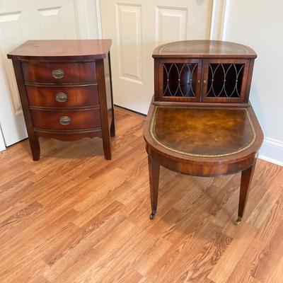 LOT 77: Wooden Side / End Tables - Dixie Side 2 Drawer with 2-Tiered Drum Style