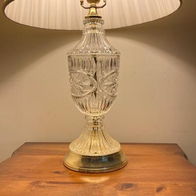 LOT 78: Vintage Wooden 2-Tier End Table with Glass Table Lamp