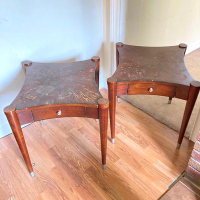 LOT 79: Pair of Wooden Accent One Drawer Tables