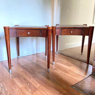 LOT 79: Pair of Wooden Accent One Drawer Tables