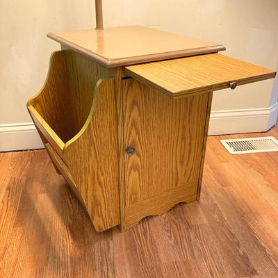 LOT 80: End Table Floor Lamp Cabinet Rack Combo