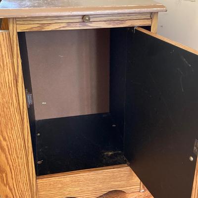 LOT 80: End Table Floor Lamp Cabinet Rack Combo