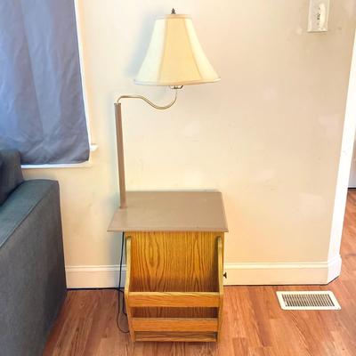 LOT 80: End Table Floor Lamp Cabinet Rack Combo