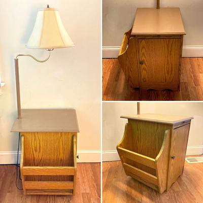 LOT 80: End Table Floor Lamp Cabinet Rack Combo