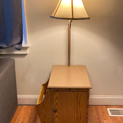 LOT 80: End Table Floor Lamp Cabinet Rack Combo
