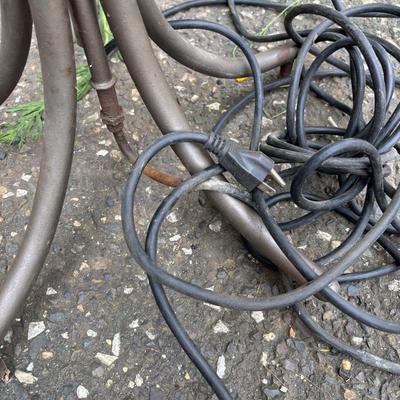 LOT 89: Like New "Carefree" Director's Chair, Palm Tree Floor Lamp & Ceramic Planters