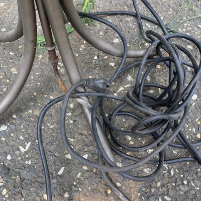 LOT 89: Like New "Carefree" Director's Chair, Palm Tree Floor Lamp & Ceramic Planters