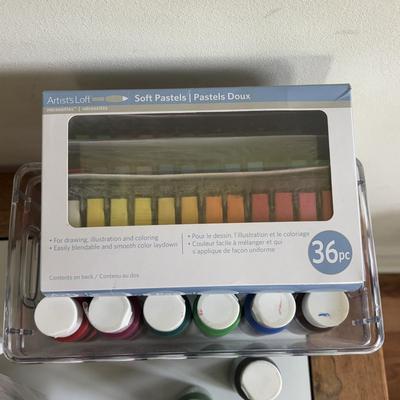 LOT 94: Craft Night: Woodcarving Set, Balsa Wood Blocks, Paints, Canvas, Easel and More