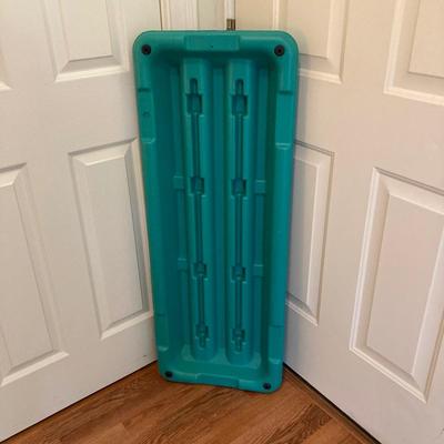 LOT 218: Fitness / Yoga Equipment Collection - Weighted Bars, Kettlebells, Philosophy Step Platform, Weighted Bar Workout Poster and More