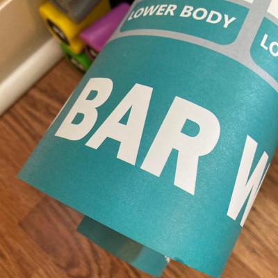 LOT 218: Fitness / Yoga Equipment Collection - Weighted Bars, Kettlebells, Philosophy Step Platform, Weighted Bar Workout Poster and More