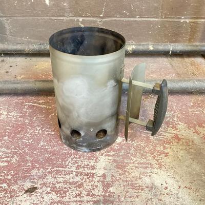 LOT 220: Heavy Duty Metal Firewood Log Storage Rack with Charcoal Chimney Starter