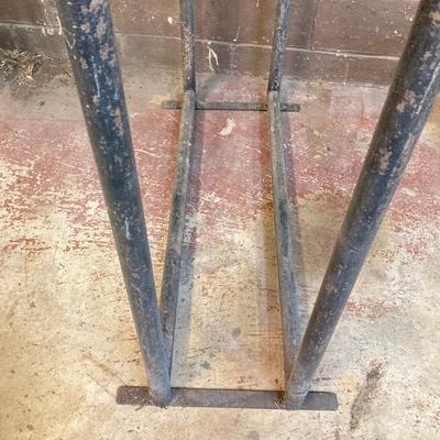 LOT 220: Heavy Duty Metal Firewood Log Storage Rack with Charcoal Chimney Starter
