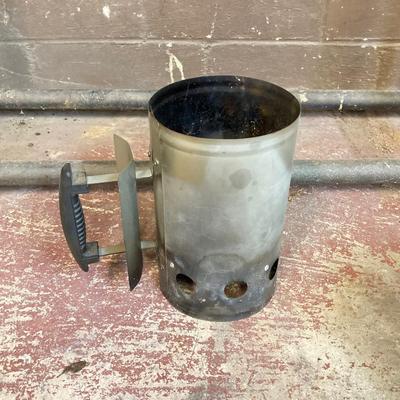 LOT 220: Heavy Duty Metal Firewood Log Storage Rack with Charcoal Chimney Starter
