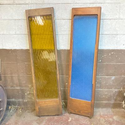 LOT 221: Vintage Wooden Folding Door / Cabinet with Panels / Inserts for Repurposing or Repair