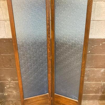 LOT 221: Vintage Wooden Folding Door / Cabinet with Panels / Inserts for Repurposing or Repair