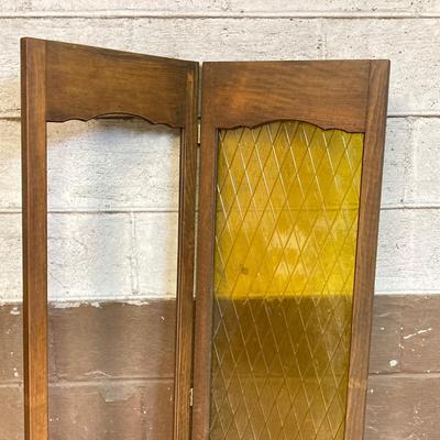 LOT 221: Vintage Wooden Folding Door / Cabinet with Panels / Inserts for Repurposing or Repair