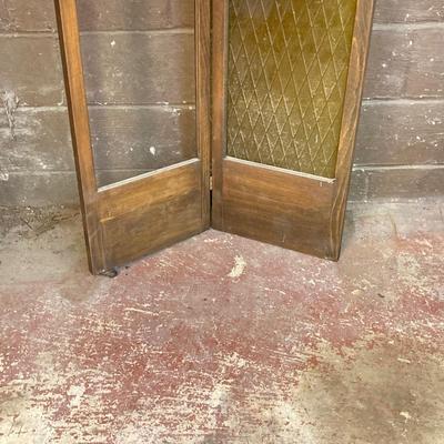 LOT 221: Vintage Wooden Folding Door / Cabinet with Panels / Inserts for Repurposing or Repair