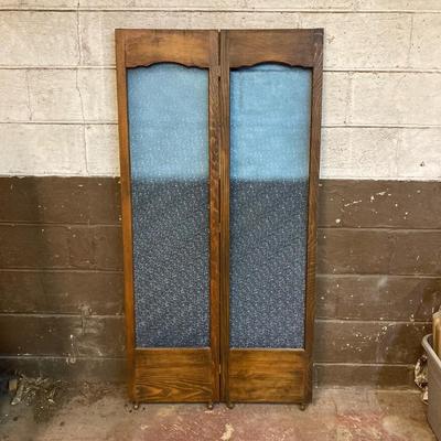 LOT 221: Vintage Wooden Folding Door / Cabinet with Panels / Inserts for Repurposing or Repair