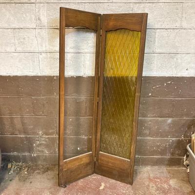 LOT 221: Vintage Wooden Folding Door / Cabinet with Panels / Inserts for Repurposing or Repair